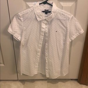 White & Navy polka dot Tommy Hilfiger button up